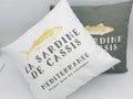 Coussin La Sardine De Cassis Taupe et Blanc 40x40cm